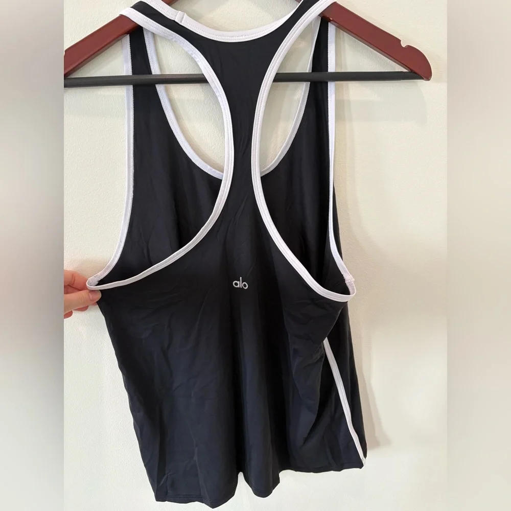 ALO Yoga Black Tank Top with White Trim